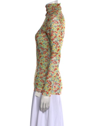 Ganni Nylon Floral Print Blouse