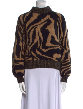 Ganni Merino Wool Animal Print Sweater