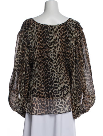 Ganni Animal Print V-Neck Blouse