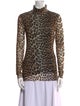 Ganni Animal Print Mock Neck Top