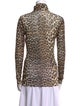 Ganni Animal Print Mock Neck Top