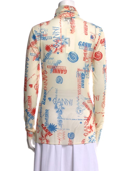 Ganni Printed Mock Neck Top