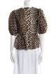Ganni Animal Print Bateau Neckline Blouse