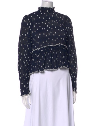 Ganni Printed Mock Neck Blouse