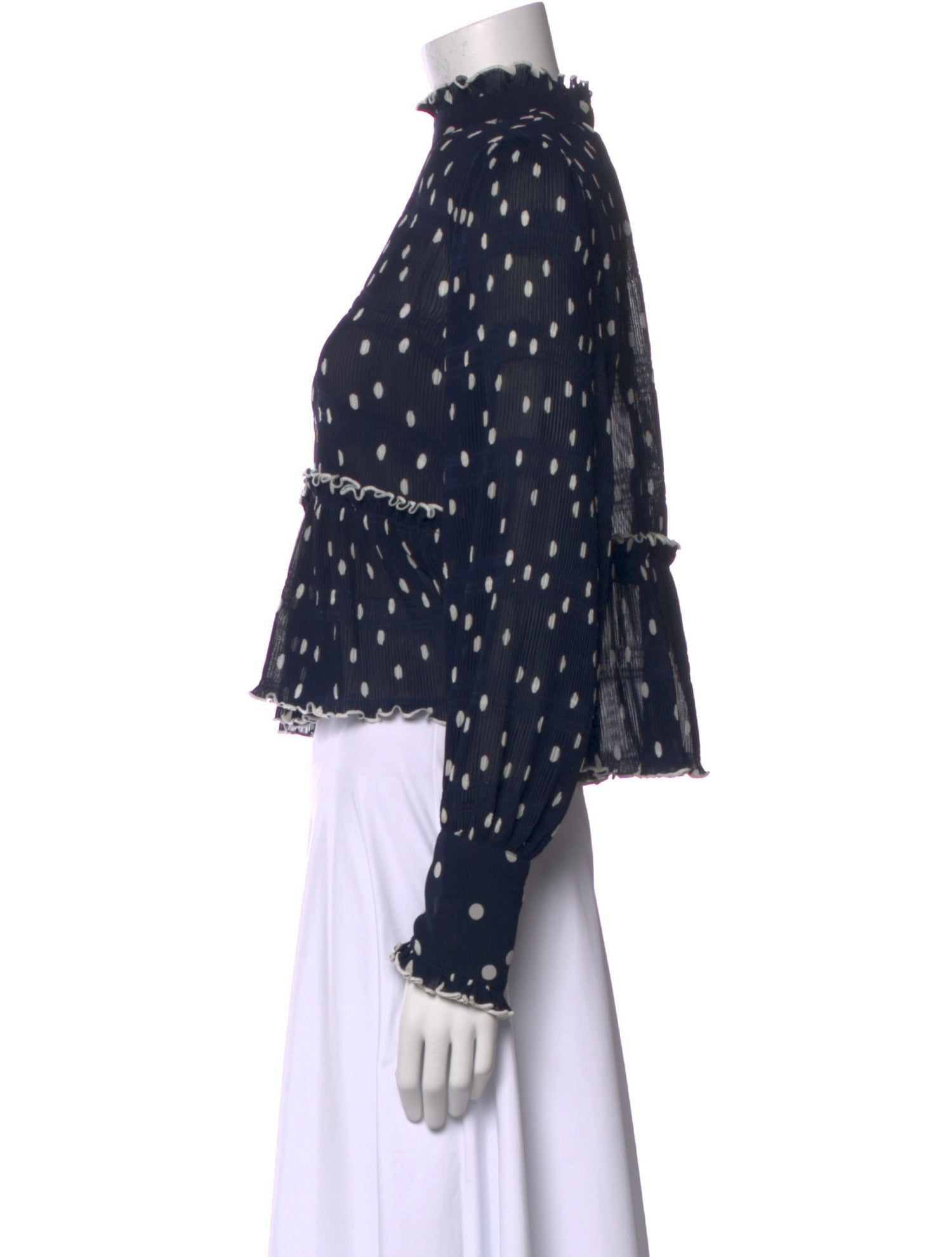 Ganni Printed Mock Neck Blouse