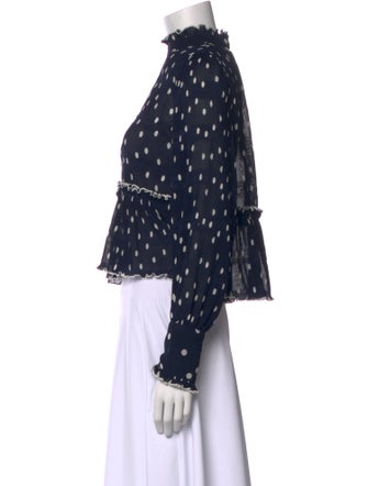 Ganni Printed Mock Neck Blouse