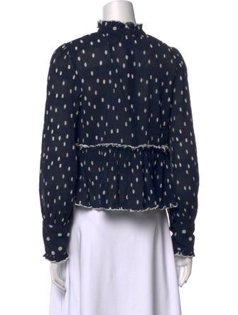 Ganni Printed Mock Neck Blouse