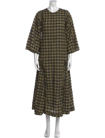 Ganni Plaid Print Long Dress