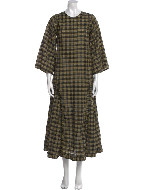 Ganni Plaid Print Long Dress