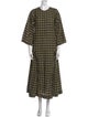 Ganni Plaid Print Long Dress