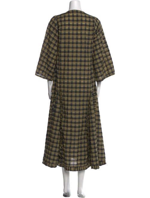 Ganni Plaid Print Long Dress