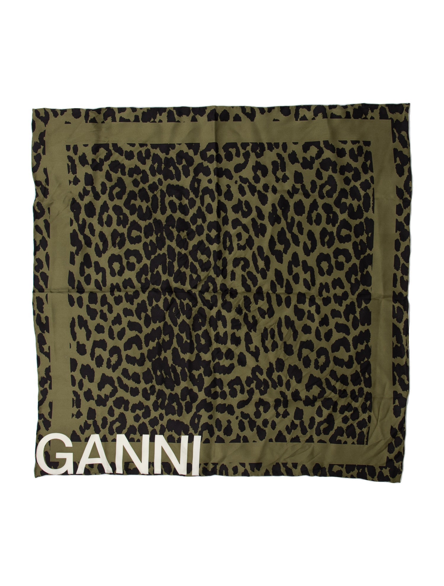 Ganni Silk Animal Print Scarf