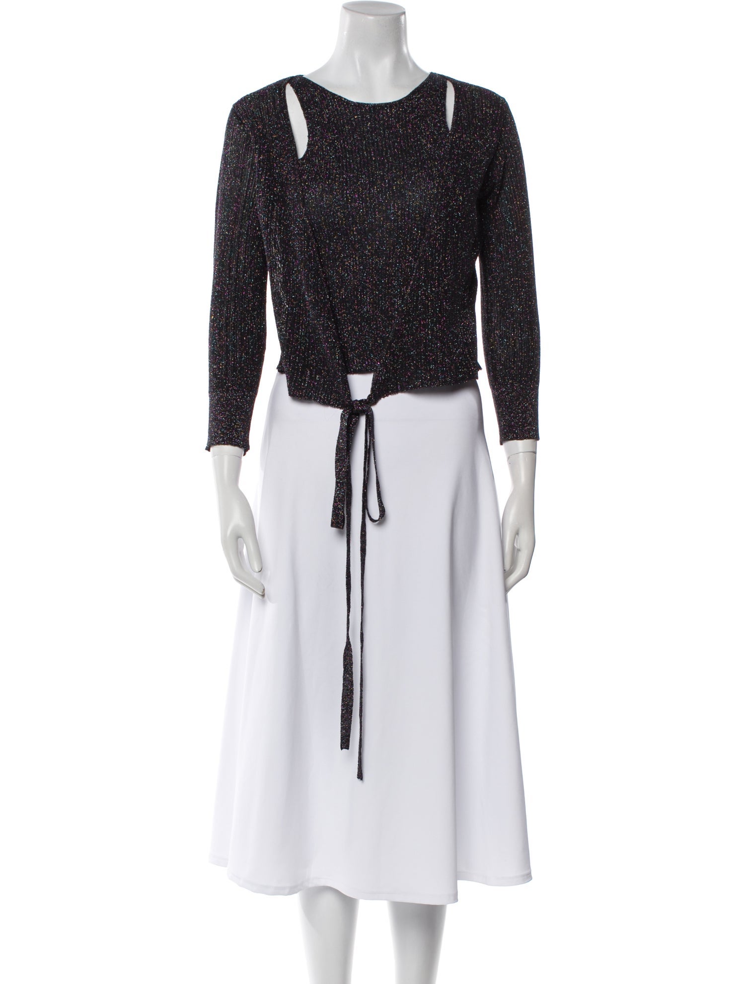 Ganni Scoop Neck Three-Quarter Sleeve Crop Top