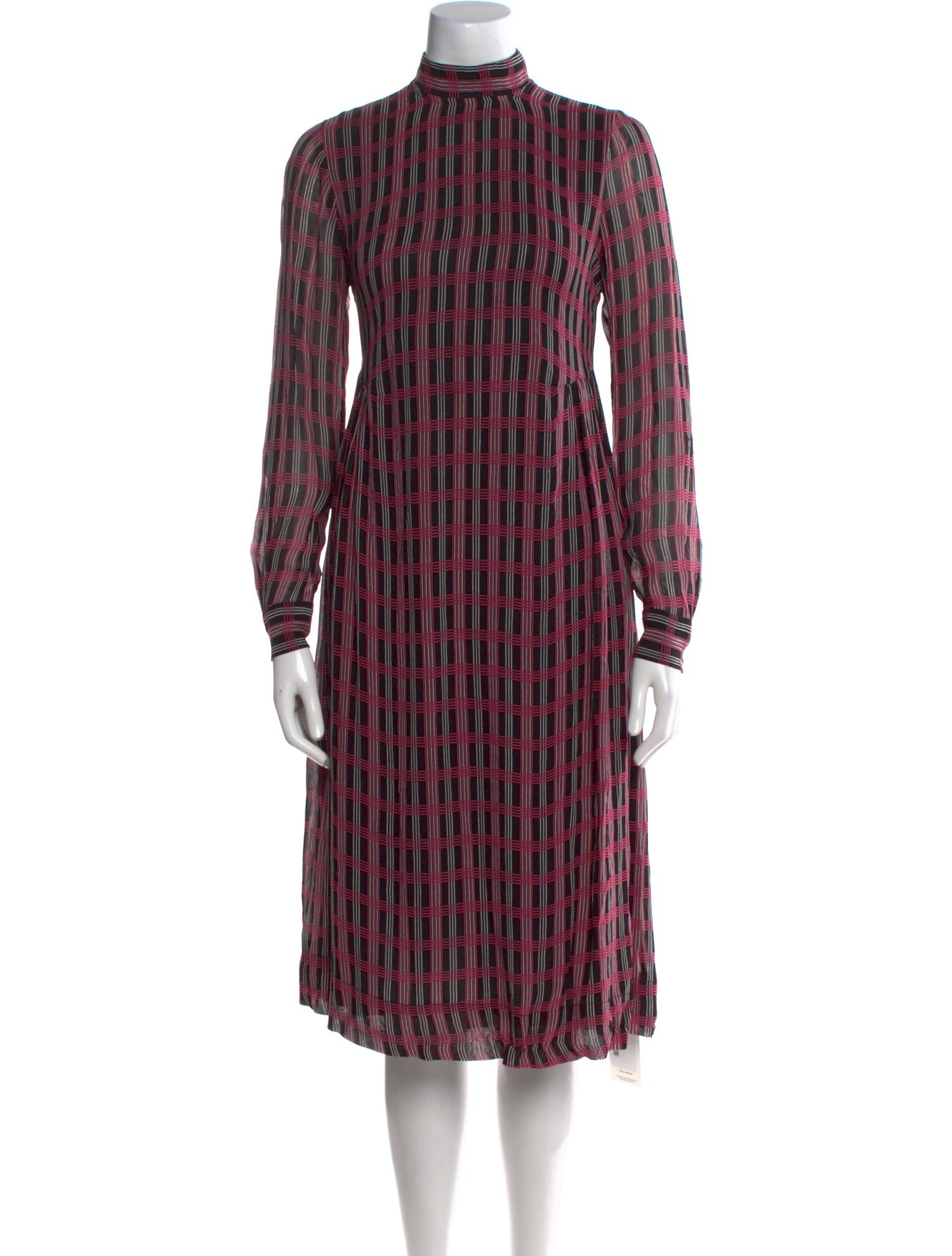 Ganni Plaid Print Midi Length Dress