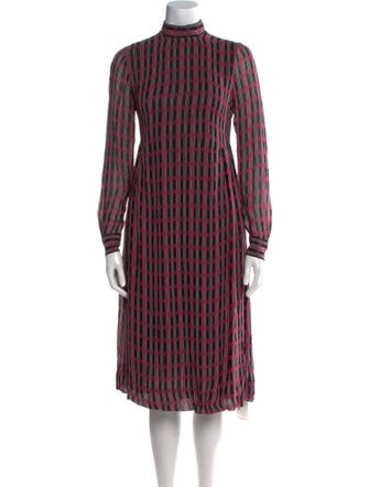 Ganni Plaid Print Midi Length Dress