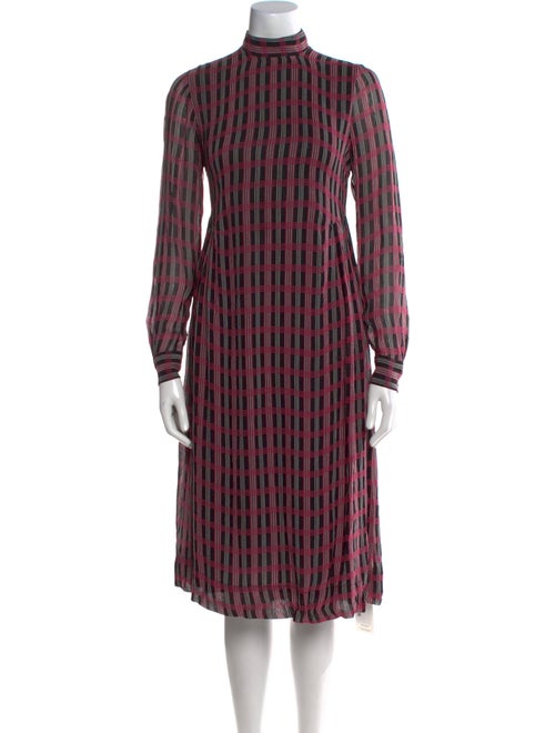 Ganni Plaid Print Midi Length Dress