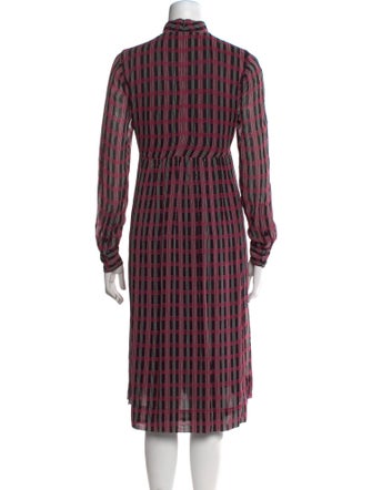 Ganni Plaid Print Midi Length Dress