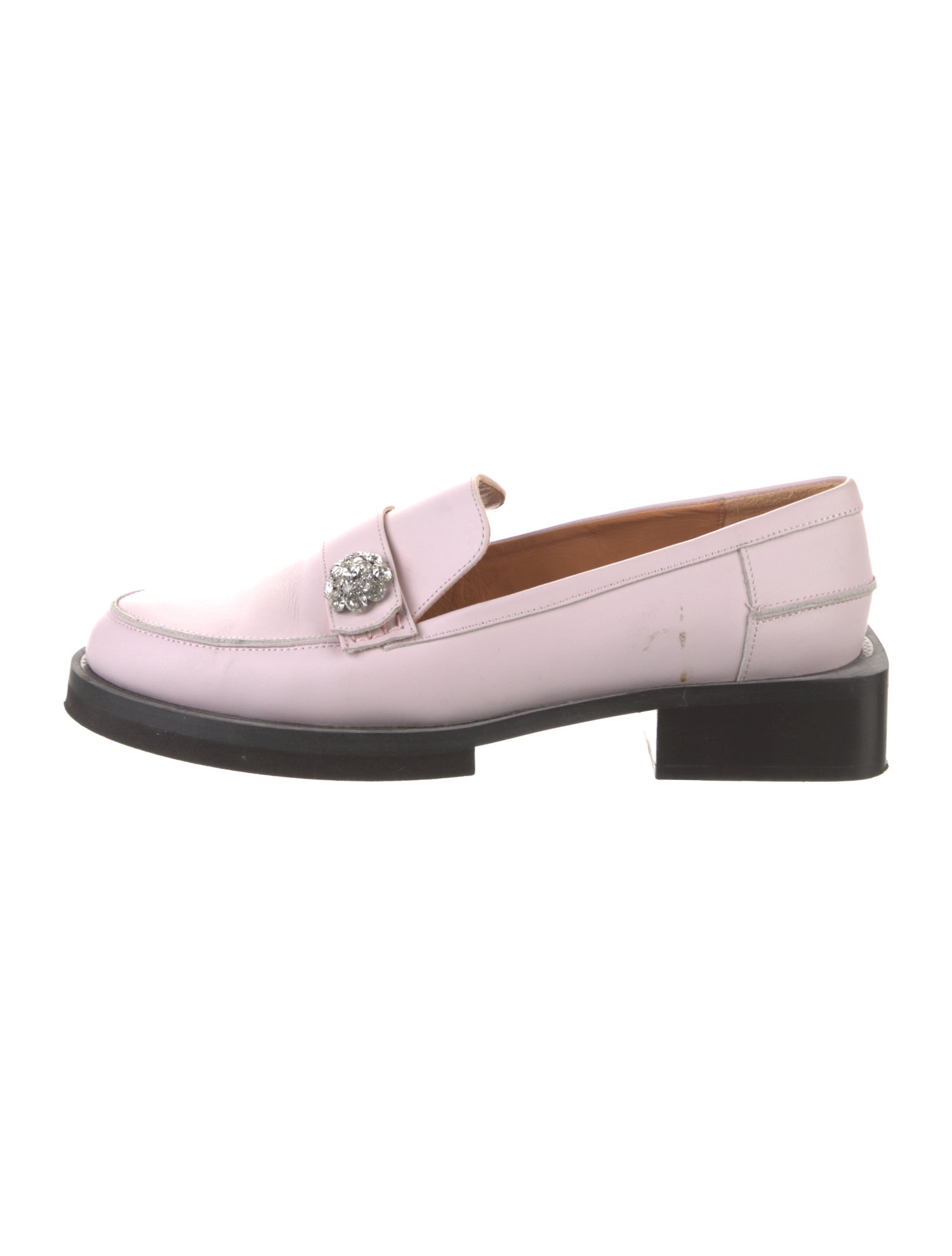 Ganni Leather Whipstitch Trim Loafers