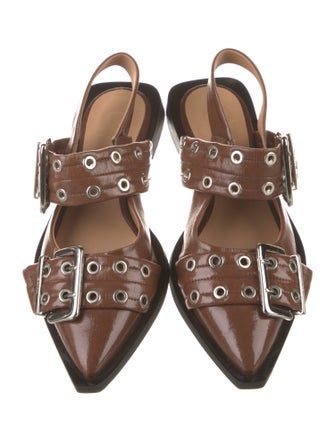 Ganni Patent Leather Slingback Flats