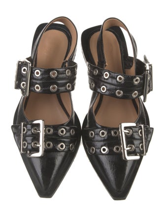 Ganni Patent Leather Slingback Flats