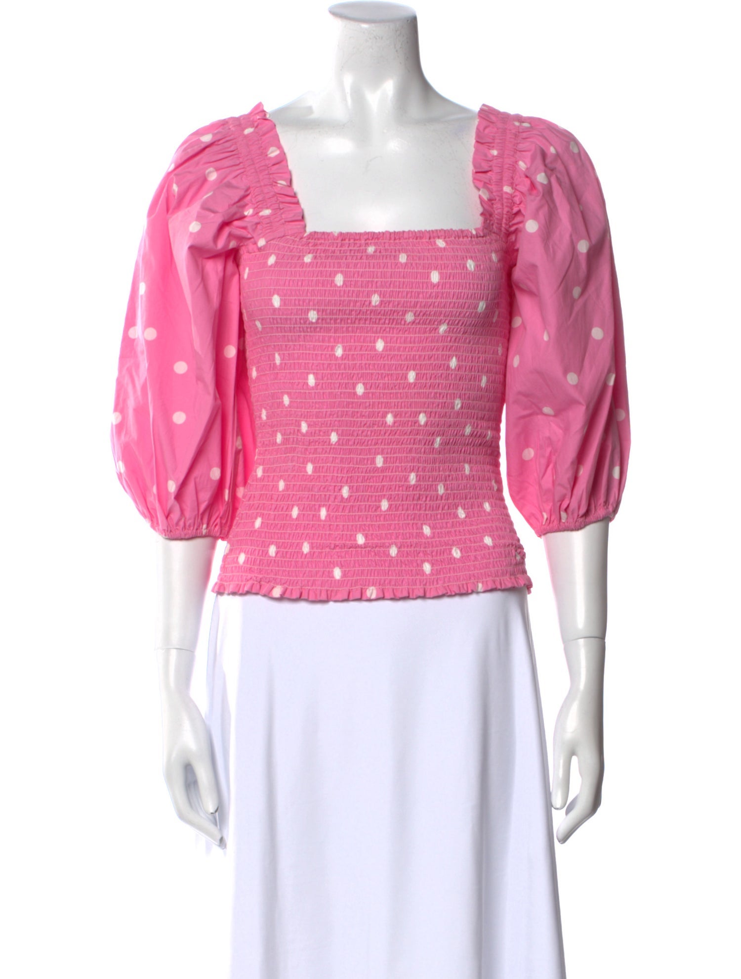 Ganni Polka Dot Print Square Neckline Crop Top w/ Tags