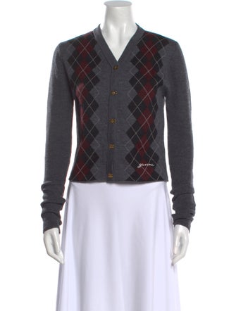 Ganni Wool Plaid Print Sweater