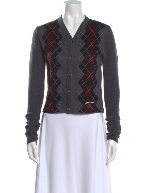 Ganni Wool Plaid Print Sweater