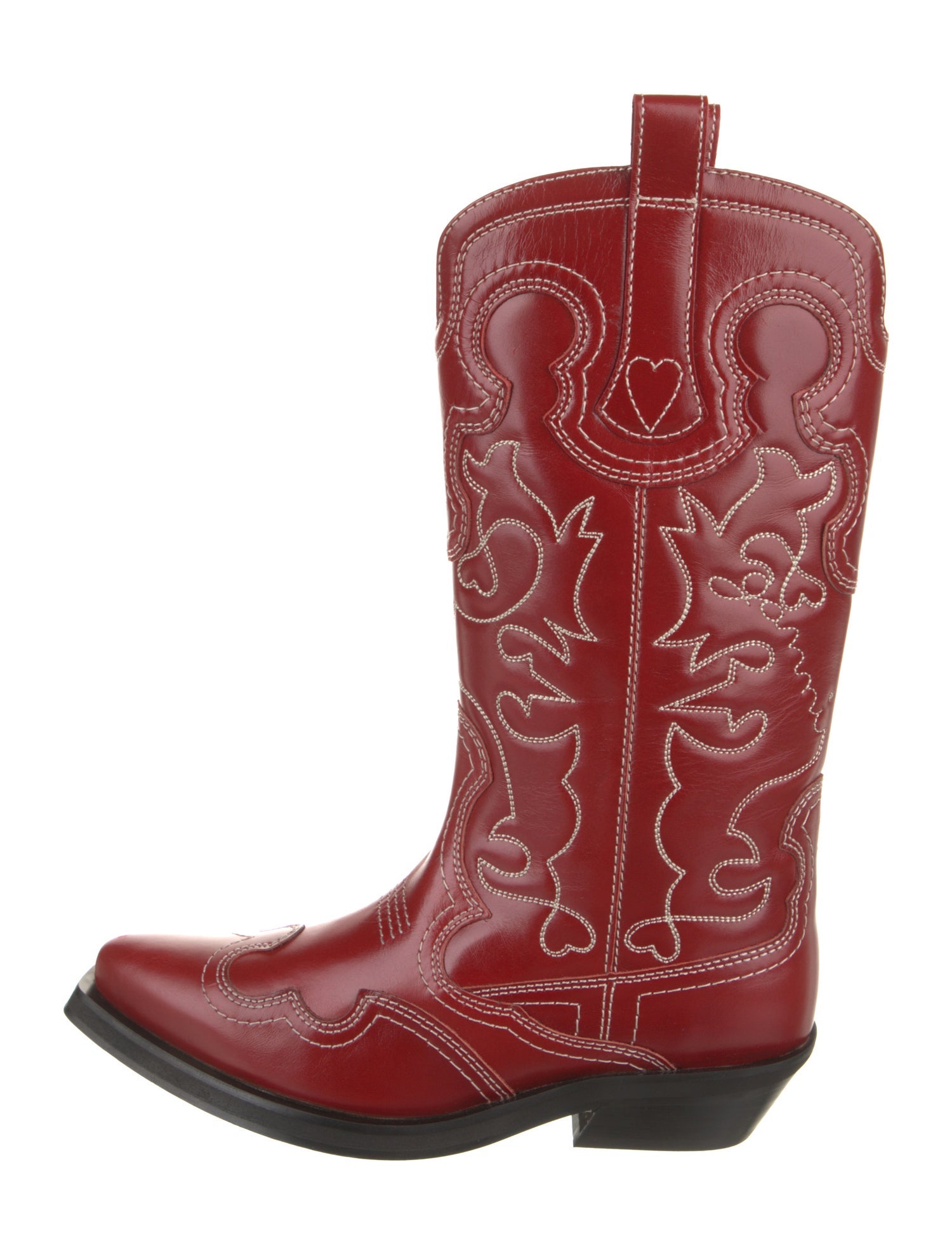 Ganni Leather Patterned Western Boots