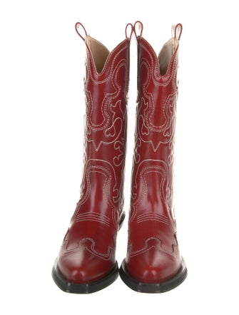 Ganni Leather Patterned Western Boots