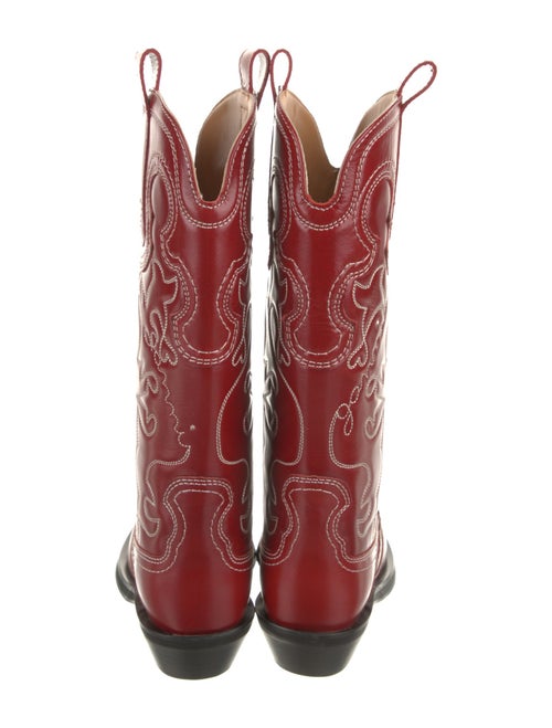 Ganni Leather Patterned Western Boots