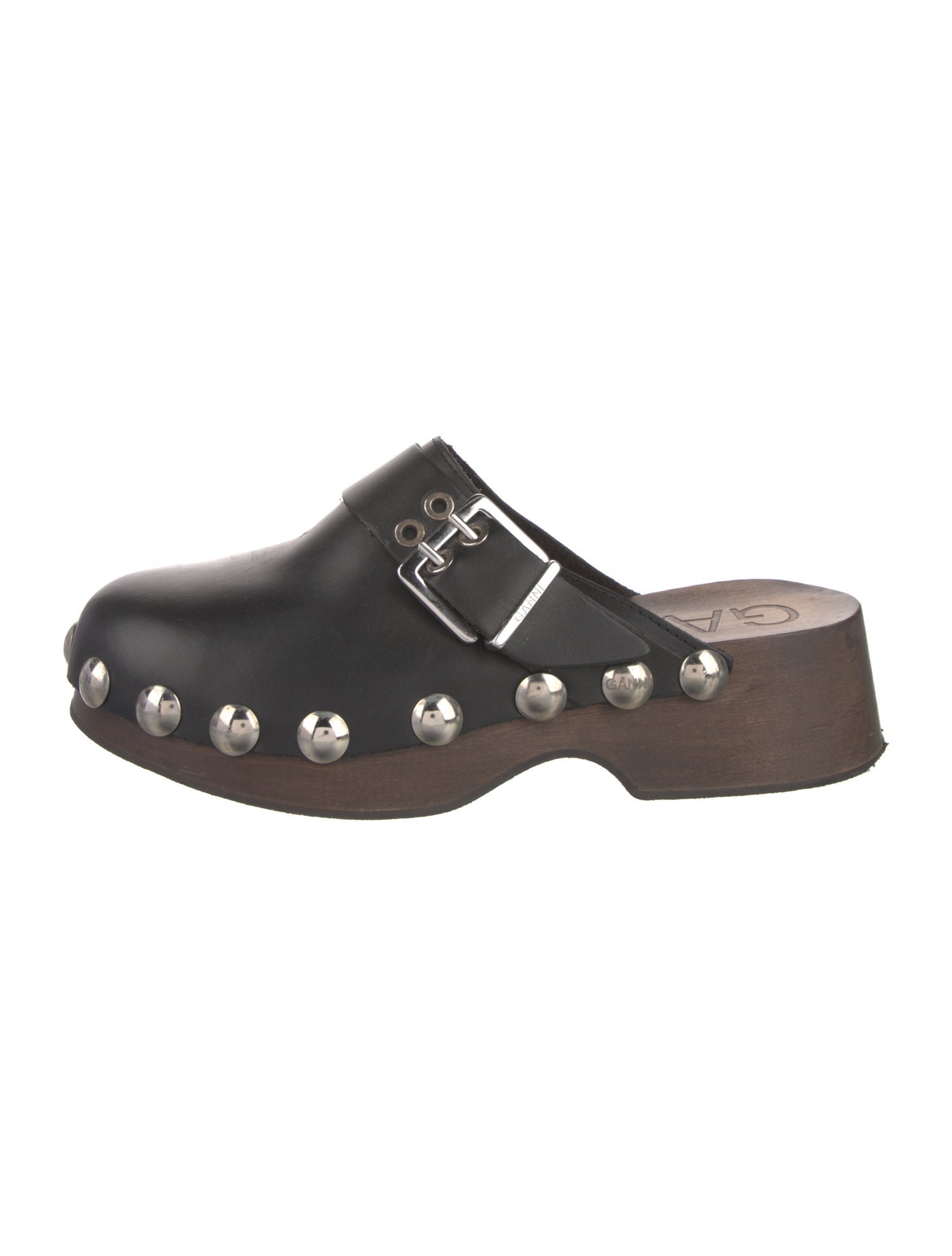 Ganni Leather Studded Accents Slides