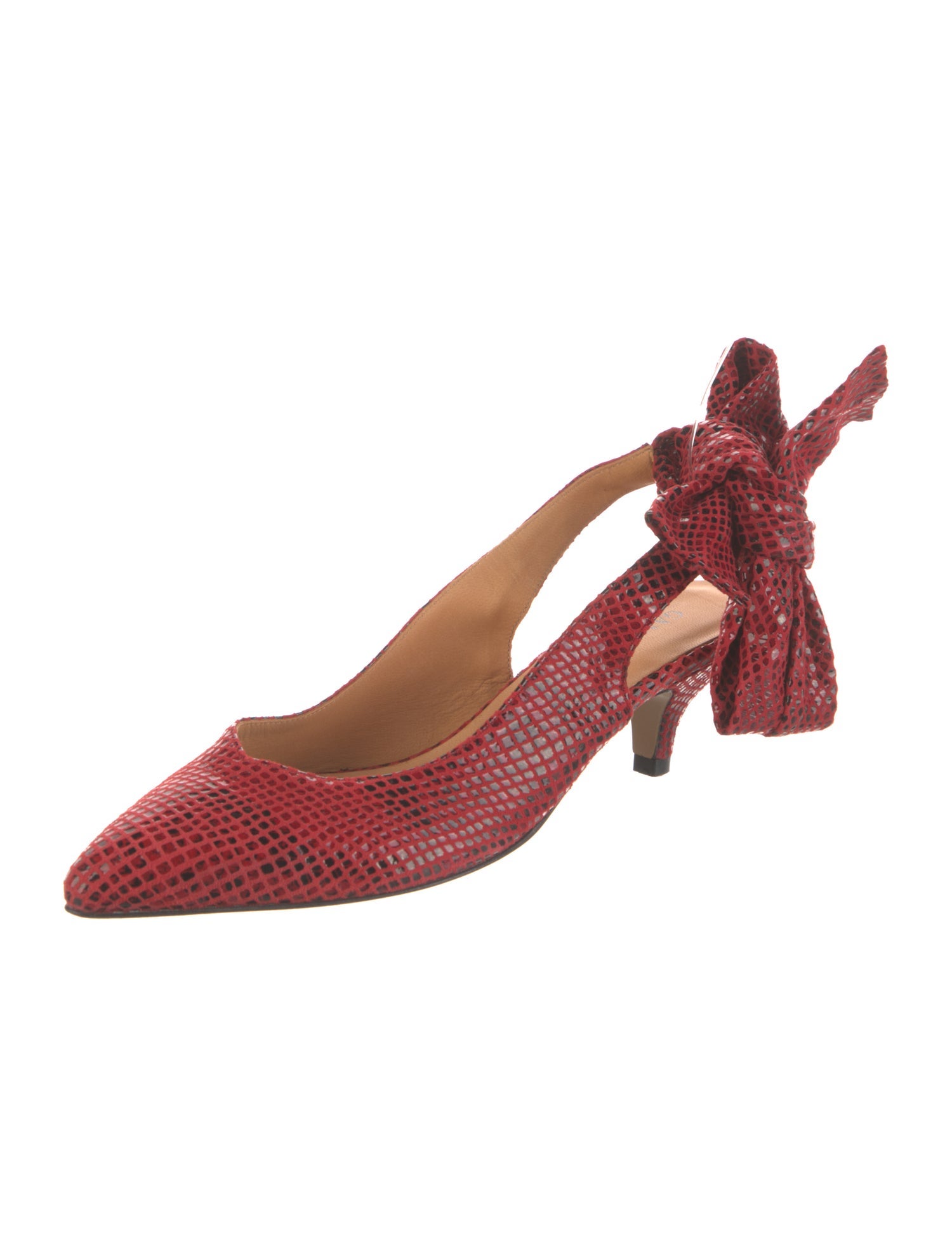 Ganni Leather Animal Print Slingback Pumps