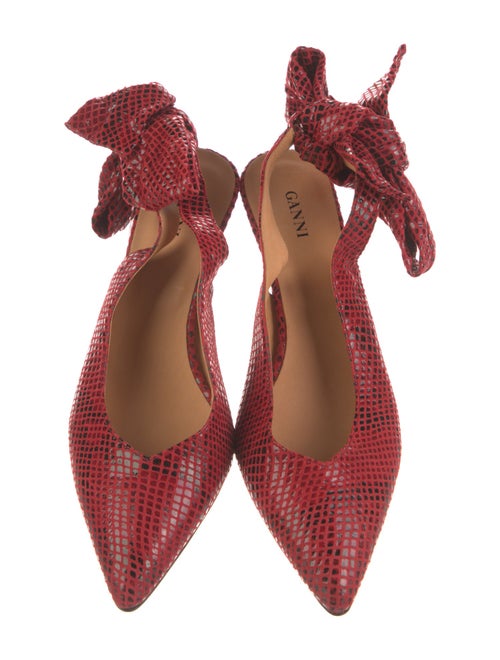 Ganni Leather Animal Print Slingback Pumps
