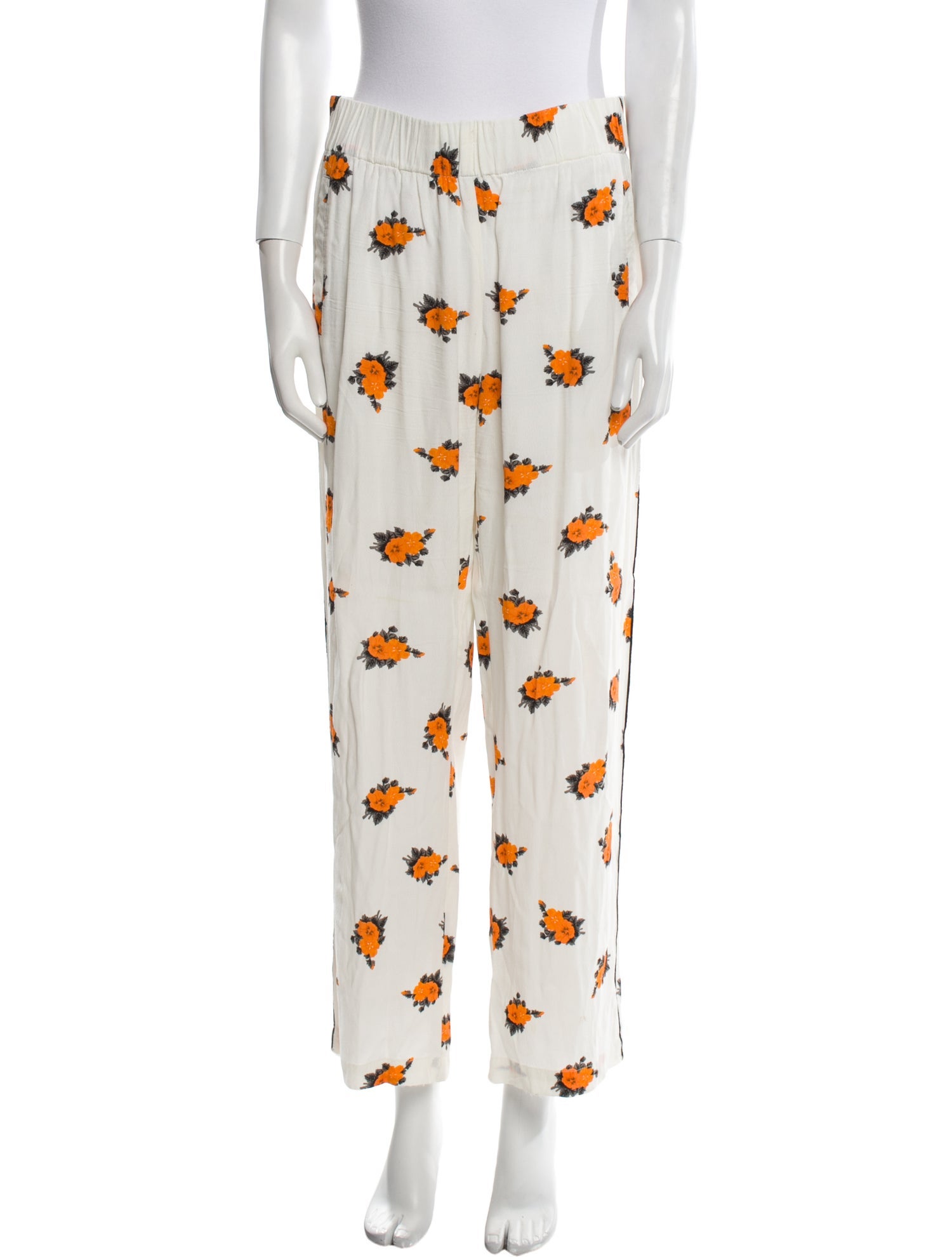 Ganni Floral Print Wide Leg Pants