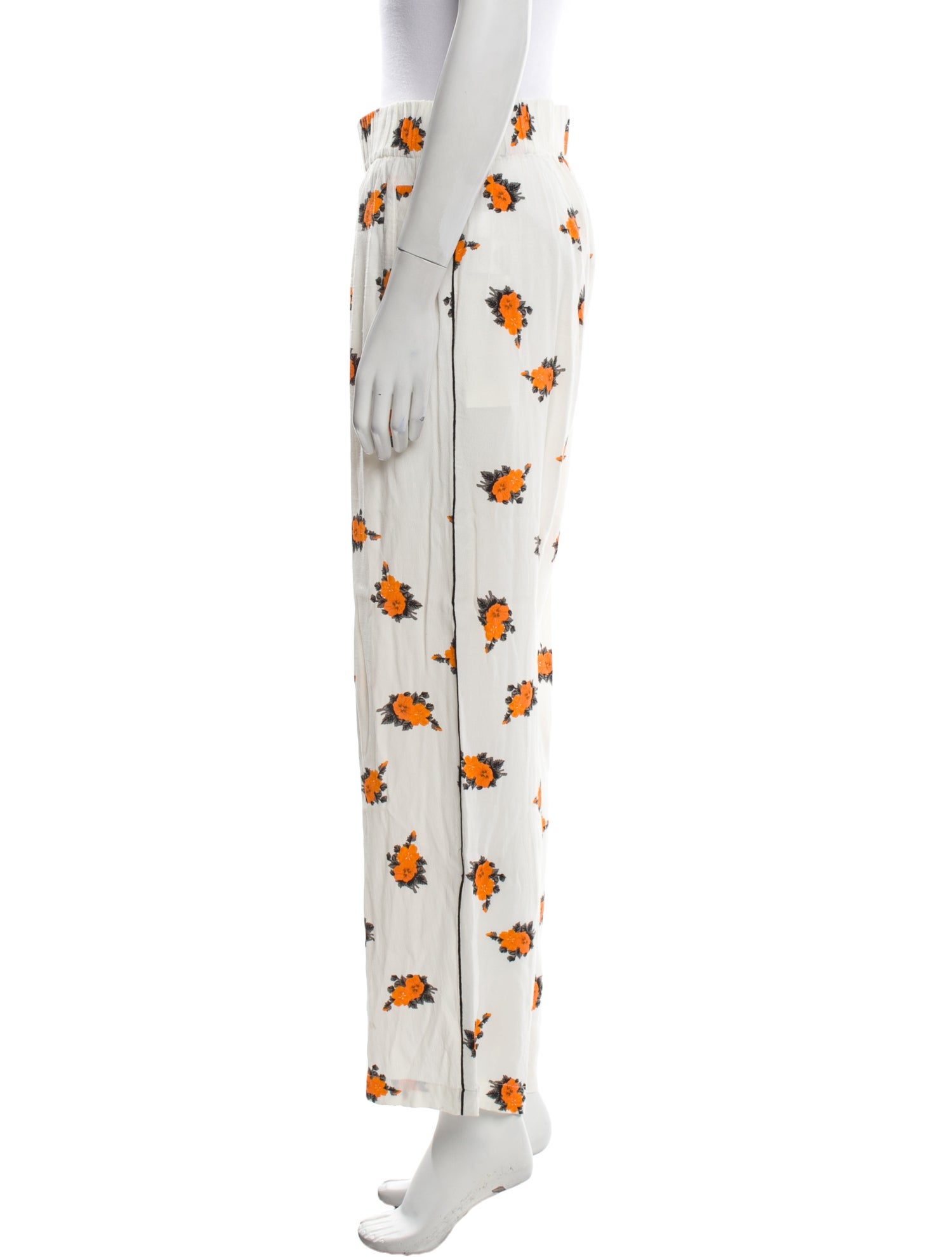 Ganni Floral Print Wide Leg Pants