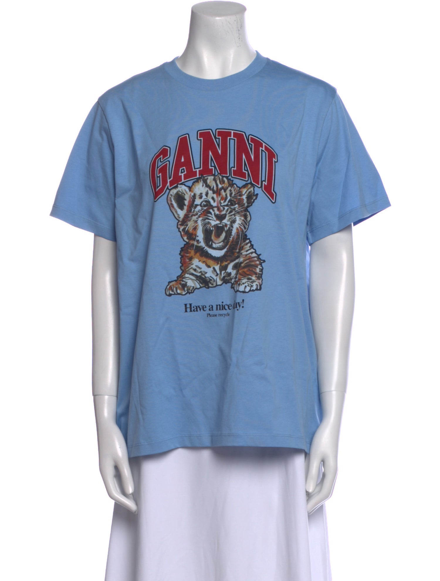 Ganni Graphic Print Crew Neck T-Shirt w/ Tags