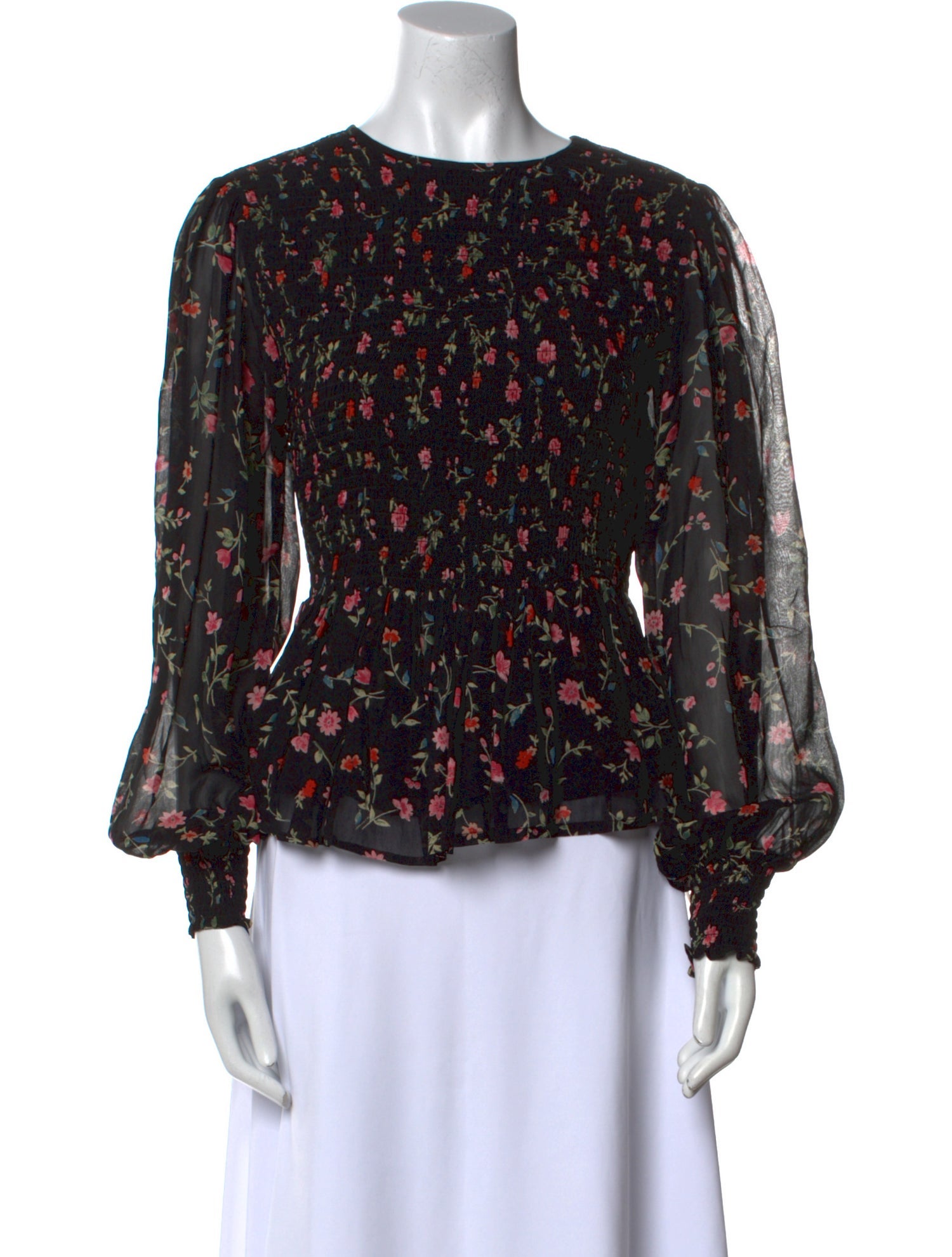 Ganni Floral Print Scoop Neck Blouse