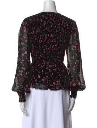 Ganni Floral Print Scoop Neck Blouse