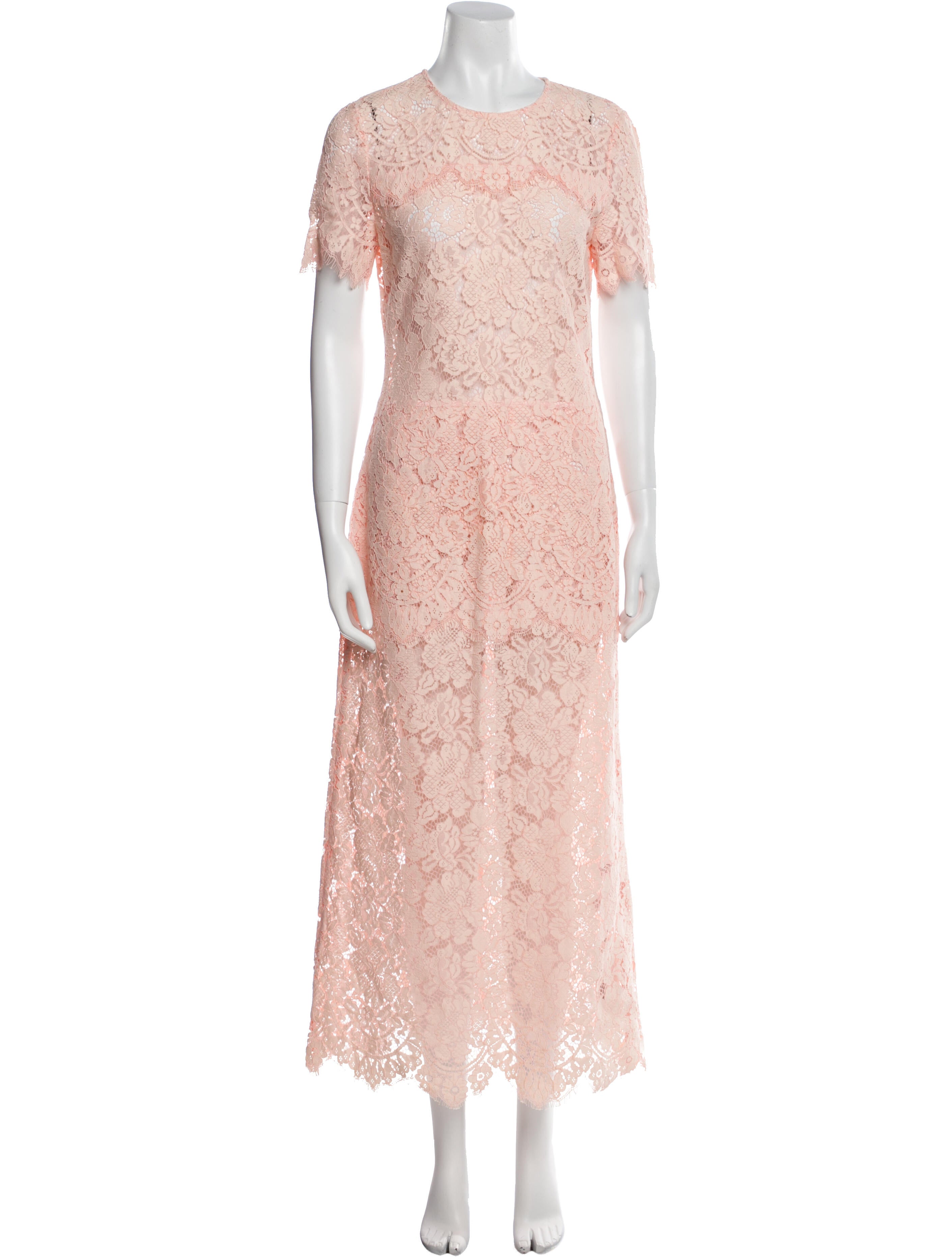 Ganni Lace Pattern Long Dress