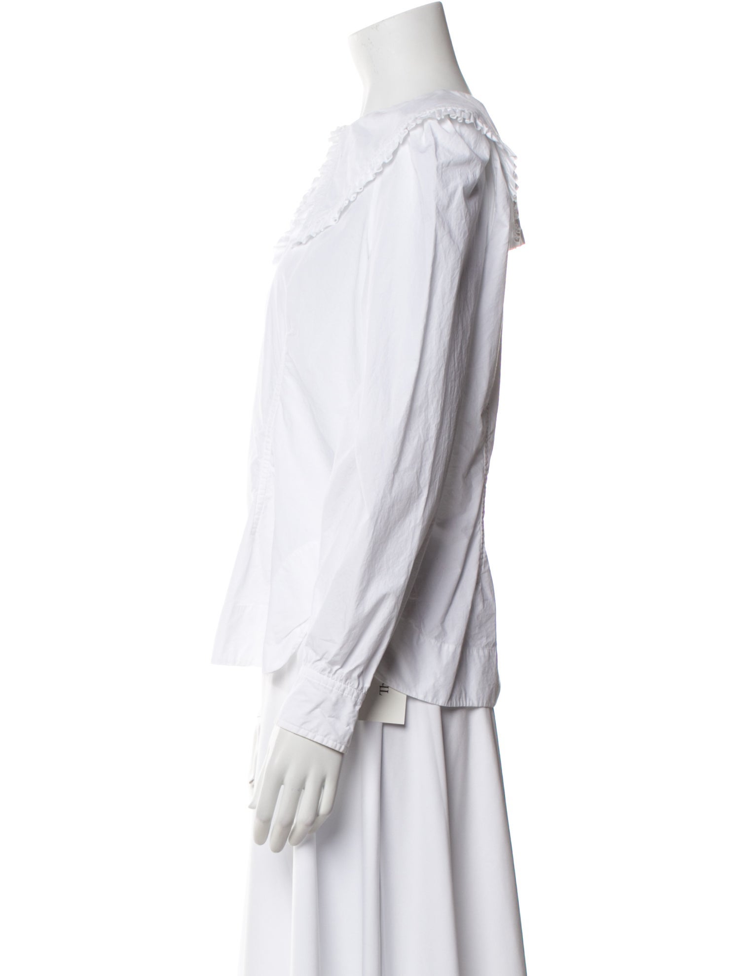 Ganni Mock Neck Long Sleeve Button-Up Top