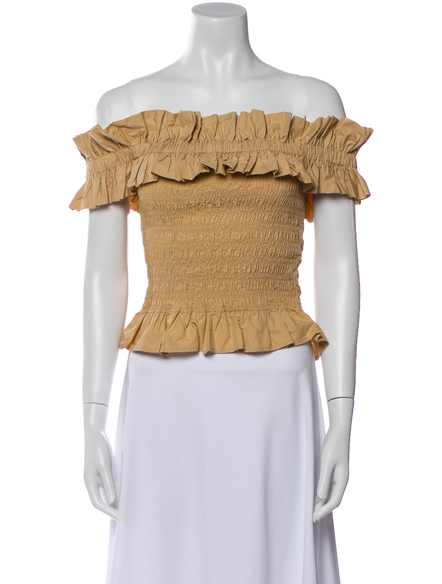 Ganni Off-The-Shoulder Short Sleeve Crop Top