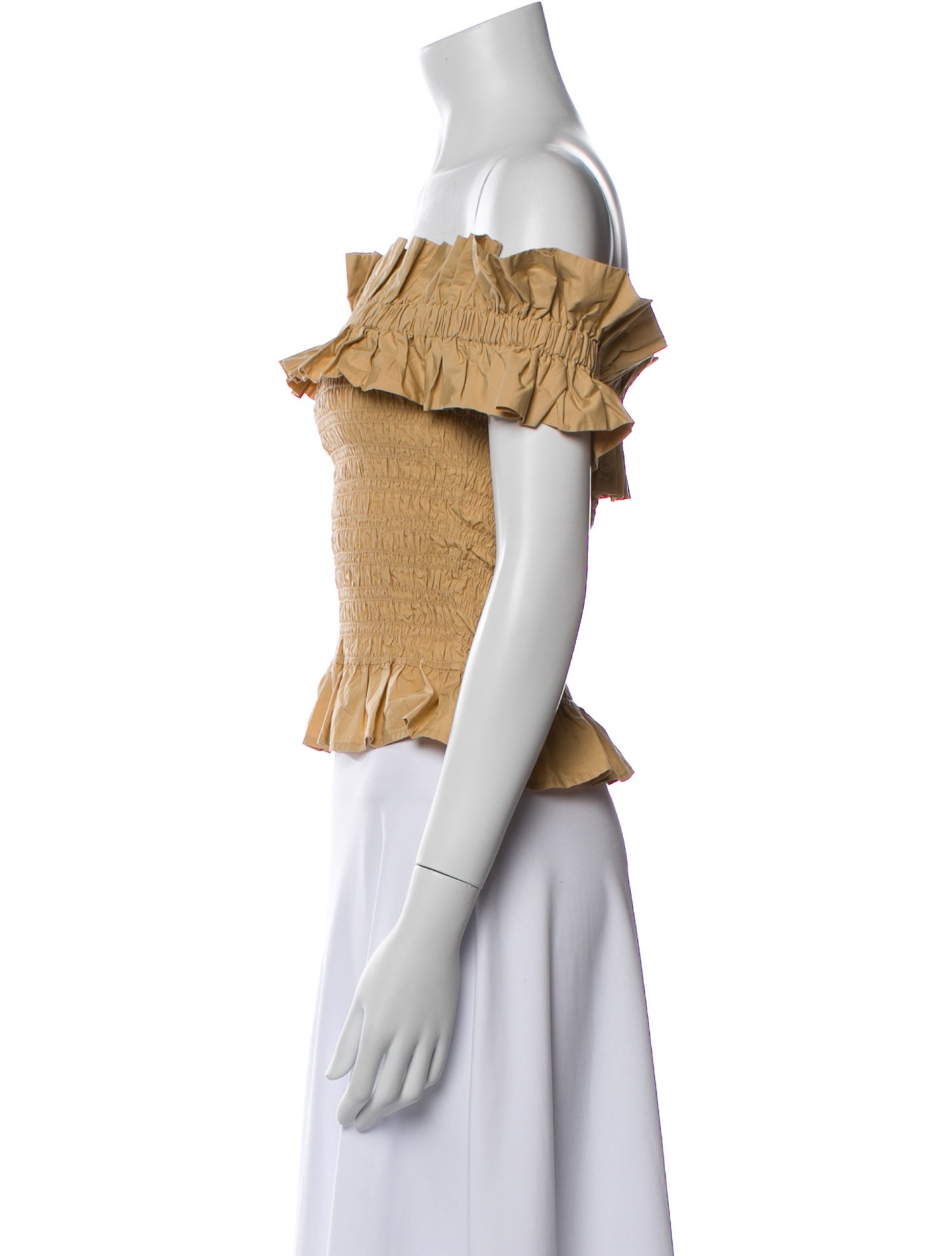 Ganni Off-The-Shoulder Short Sleeve Crop Top