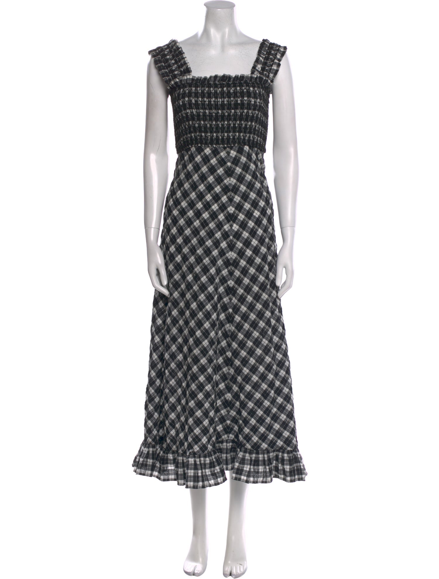 Ganni Plaid Print Long Dress