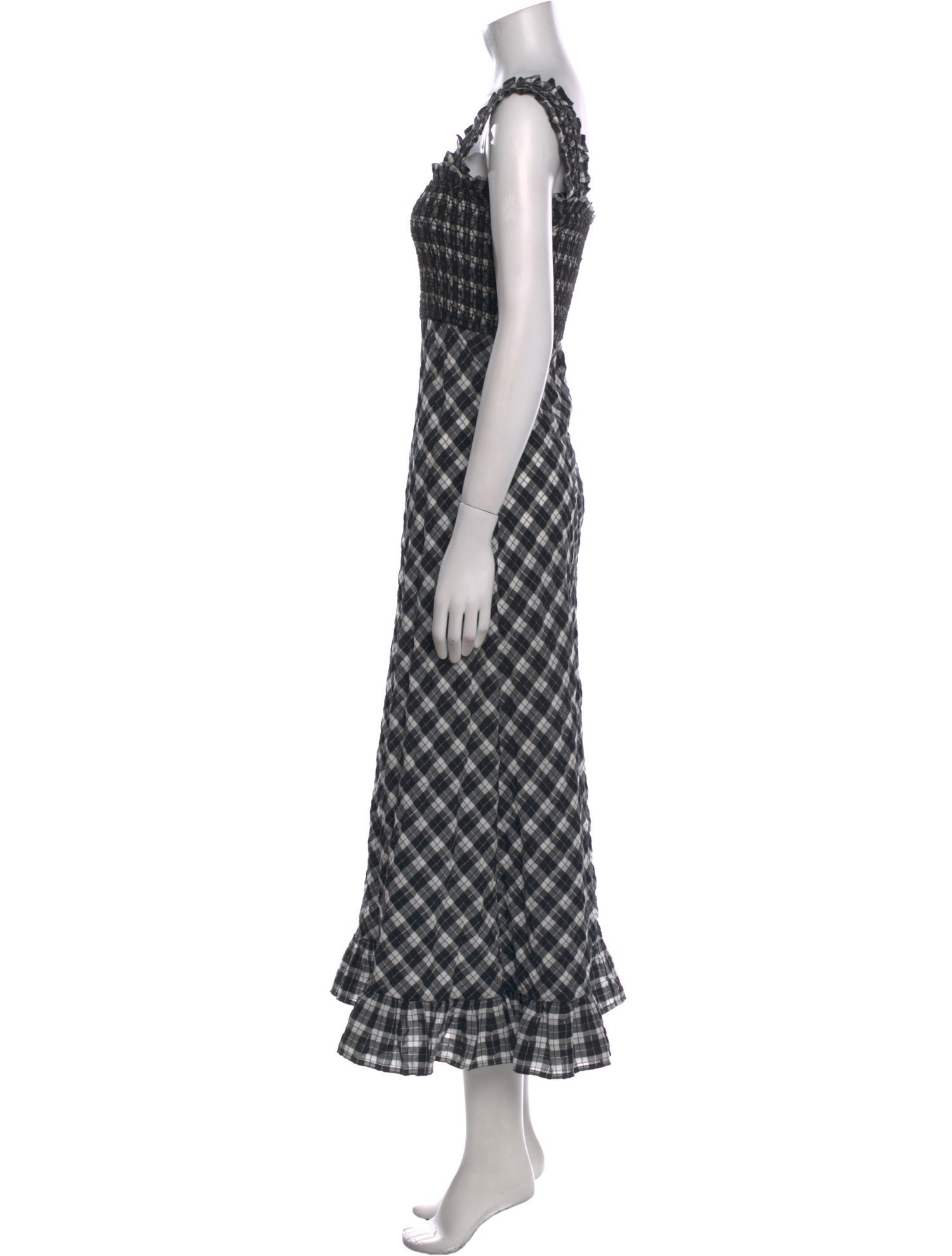 Ganni Plaid Print Long Dress