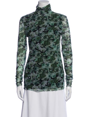 Ganni Floral Print Turtleneck Blouse