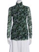 Ganni Floral Print Turtleneck Blouse
