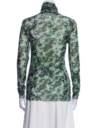 Ganni Floral Print Turtleneck Blouse