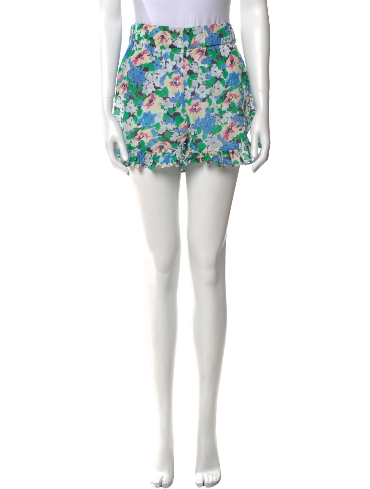 Ganni Floral Print Mini Shorts