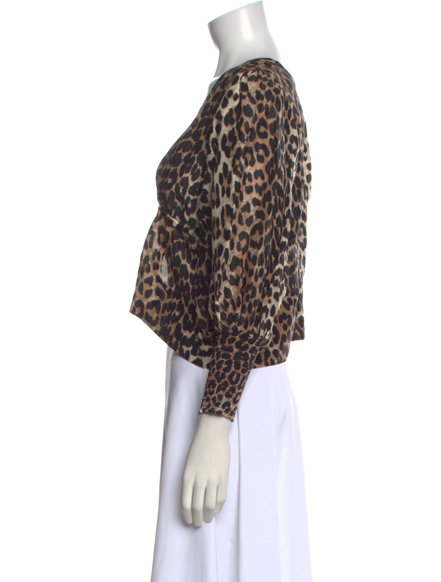 Ganni Linen Animal Print Crop Top