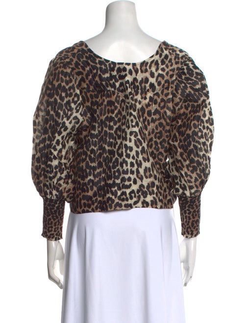 Ganni Linen Animal Print Crop Top